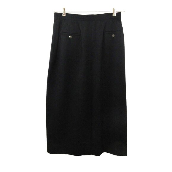Perry Ellis Portfolio Skirt Womens Size 14 Black Pencil Straight 100% Wool Italy - Picture 2 of 10